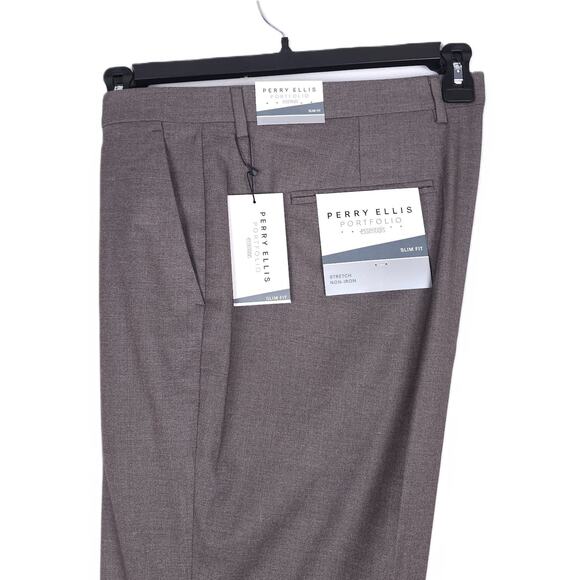 Perry Ellis Other - Perry Ellis Portfolio Men's Slim-Fit Stretch Dress Pants Major Brown 38x30 NWT
